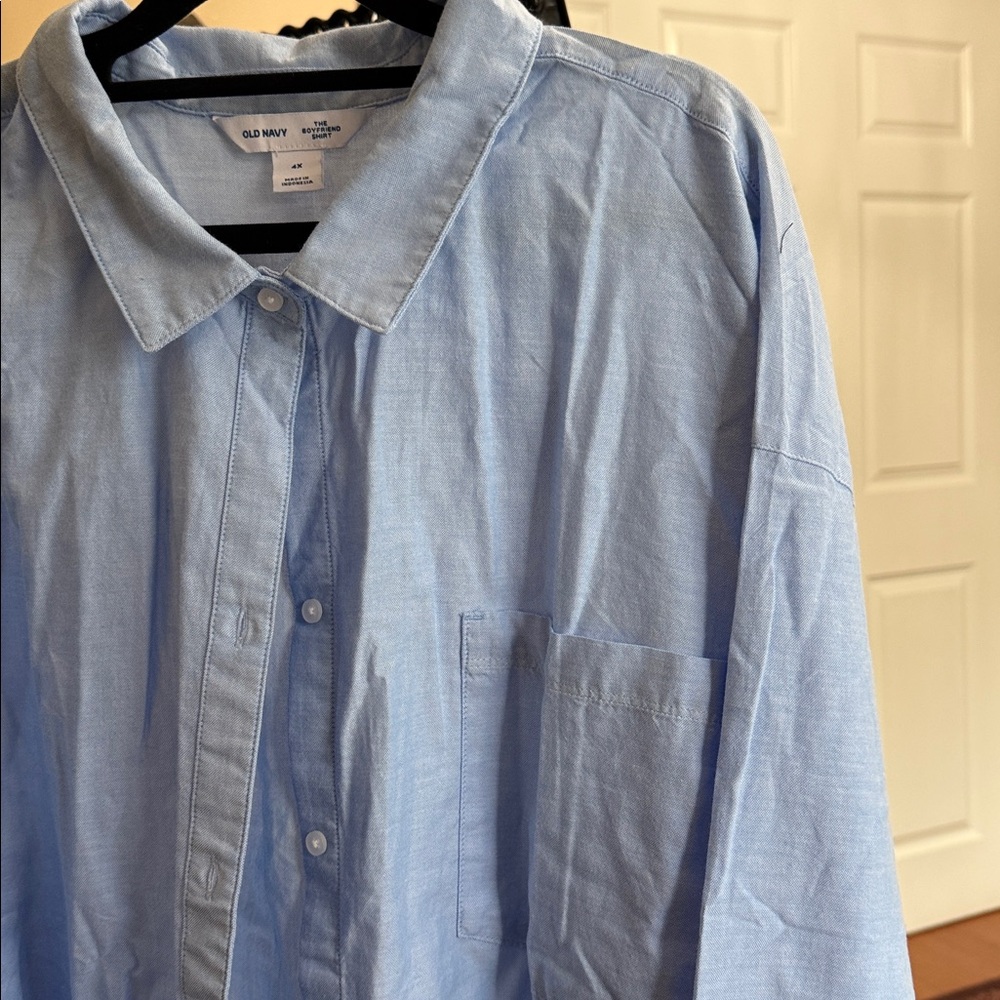 Old Navy boyfriend shirt 4 x NWOT Oxford light blue button down - Picture 7 of 9